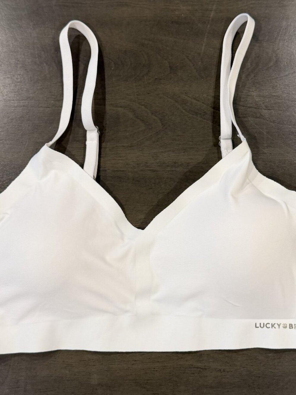 Lucky Brand Women’s Wireless V-Neck Bralette Removable Pads Size Medium White